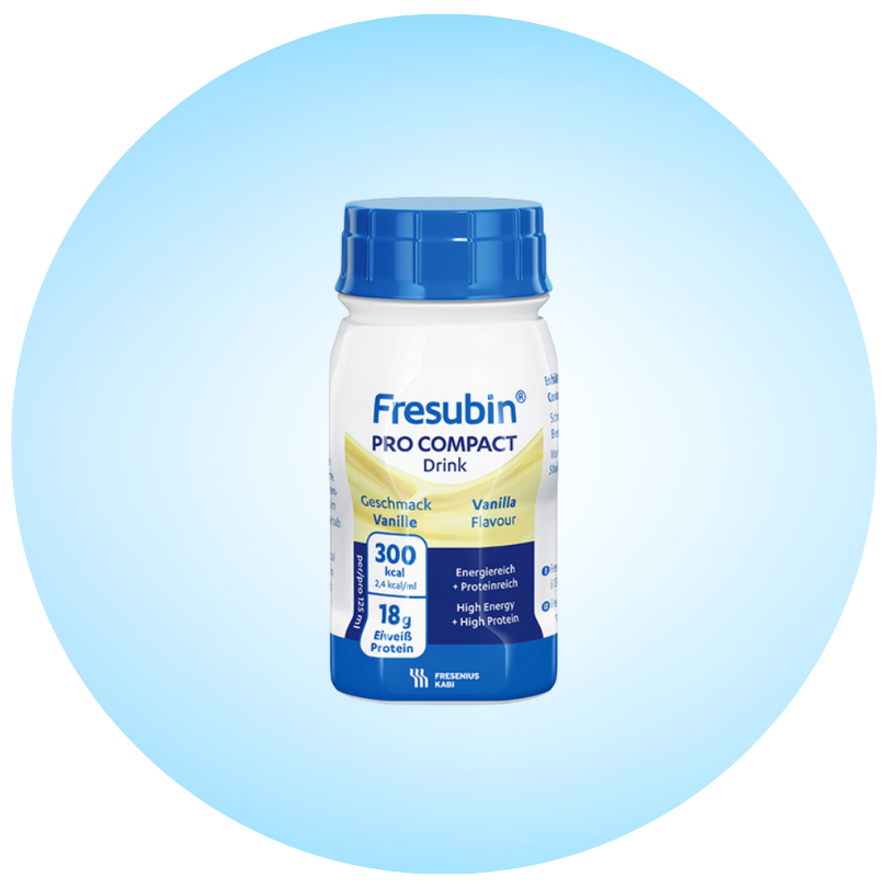 Der Fresubin PRO COMPACT Drink von Fresubin, eine Trink- und Ergänzungsnahrung abgestimmt auf die Ernährungsbedürfnisse älterer Personen