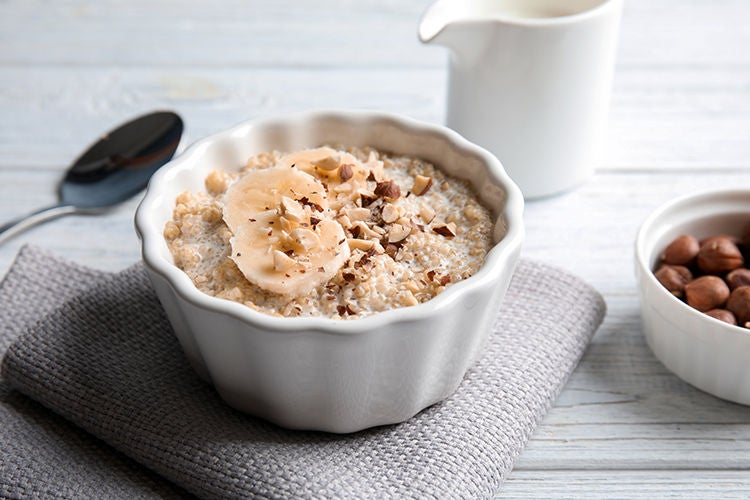 Havermoutpap met noten en banaan