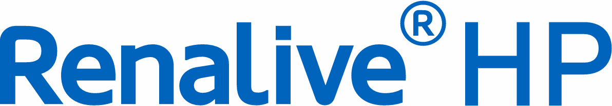 The image displays the text 'Renalive HP' prominently in bold blue letters. The registered trademark symbol is clearly visible next to the product name.