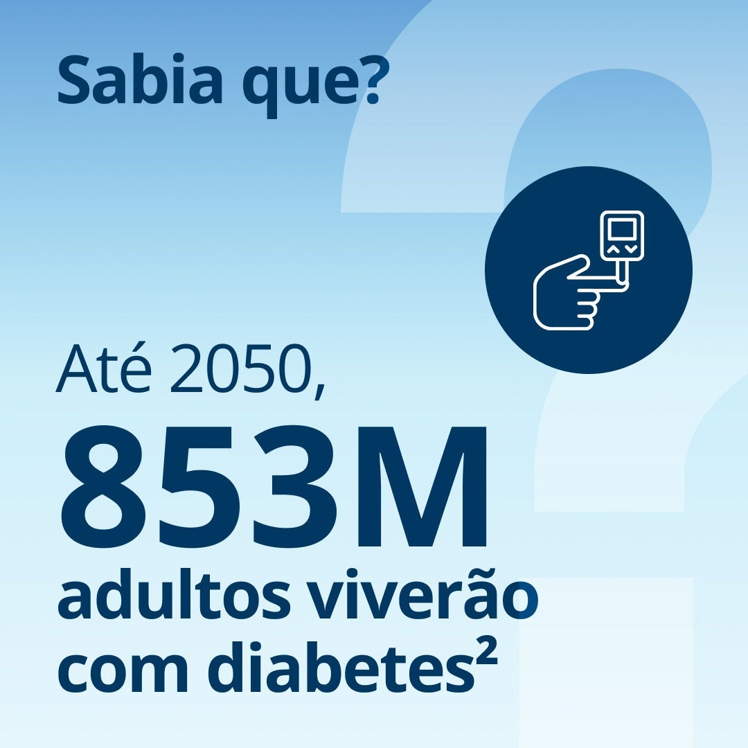 Sabia que, até 2050, 853 milhões de adultos viverão com diabetes? 