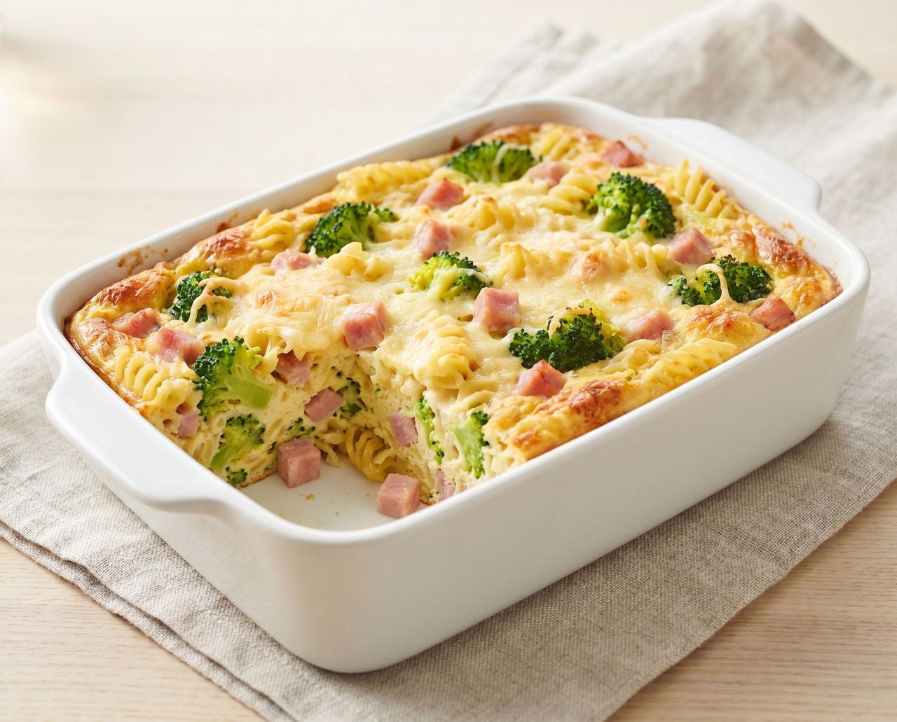 Noodle broccoli soufflé