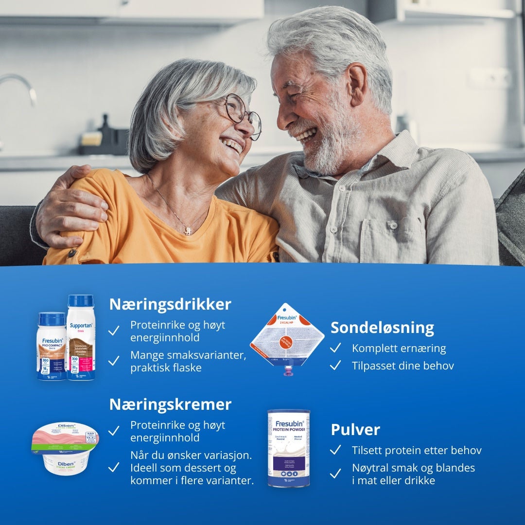 Fresubin-serien omfatter energirike og proteinrike drikker for direkte inntak som er praktiske og smaker godt; sondeernæring som gir fullverdig ernæring til ulike kliniske behov; kremkoppene som kan spises med skje, med høyt energi- og proteininnhold og som er ideelle som mellommåltid eller dessert, tilgjengelig i en rekke smaker; samt pulver som kan brukes fleksibelt i mat eller drikke for å tilpasse energi- og proteininnholdet til ønsket konsistens. 