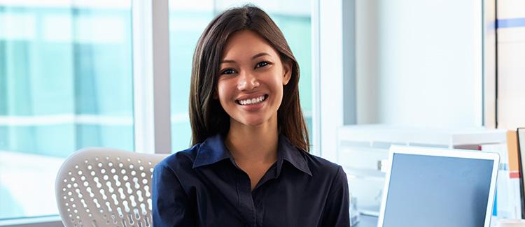 asian woman in office