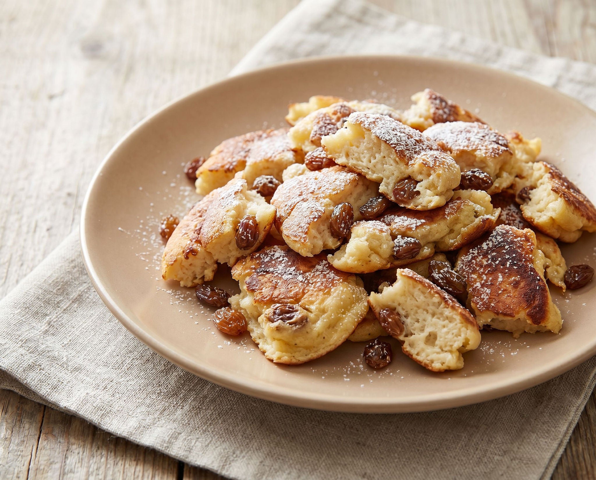 Chopped pancakes with raisins ("Kaiserschmarrn")