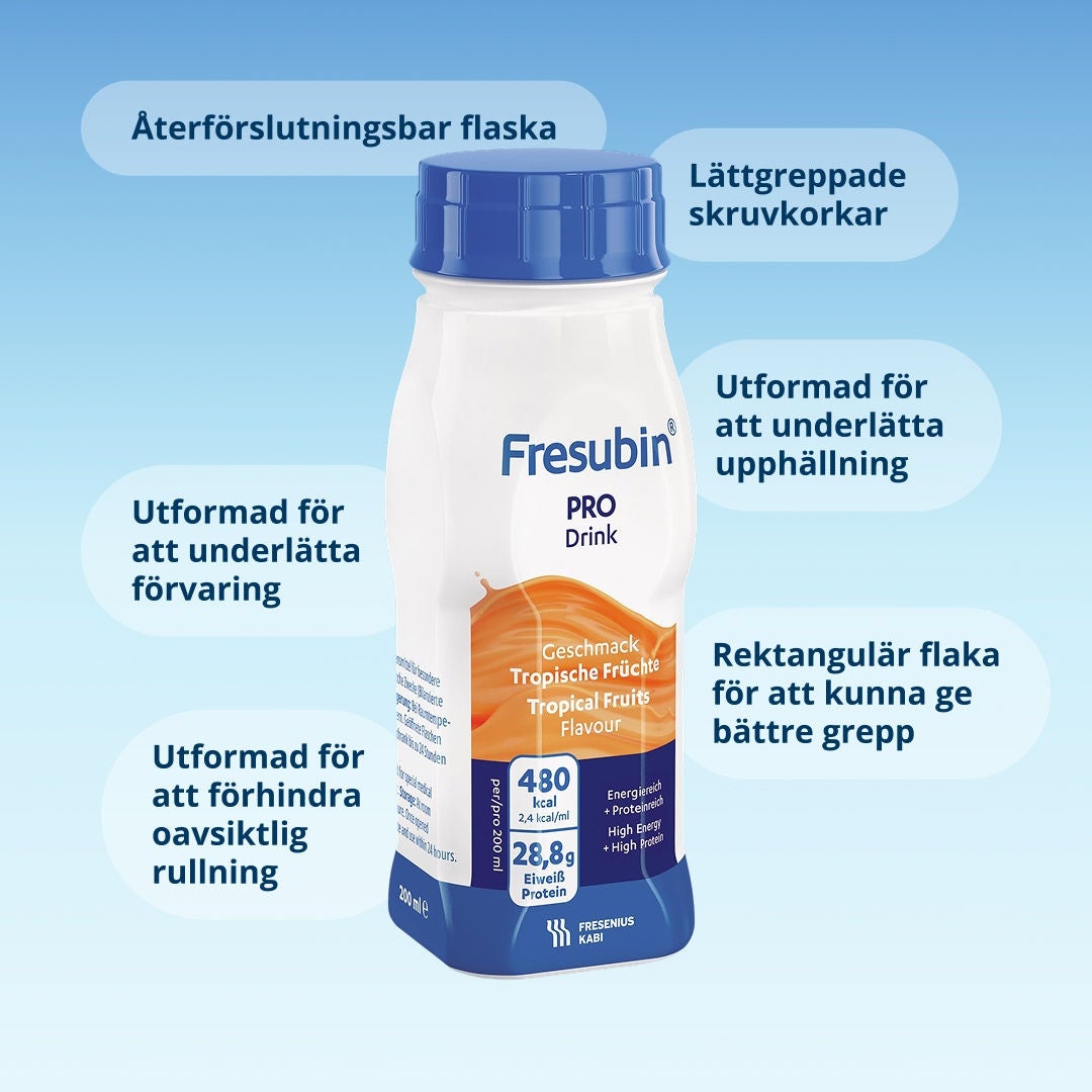 En infografik som förklarar funktionerna i Fresubin EasyBottle-designen. 