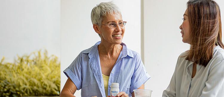 two women talking at lunch 