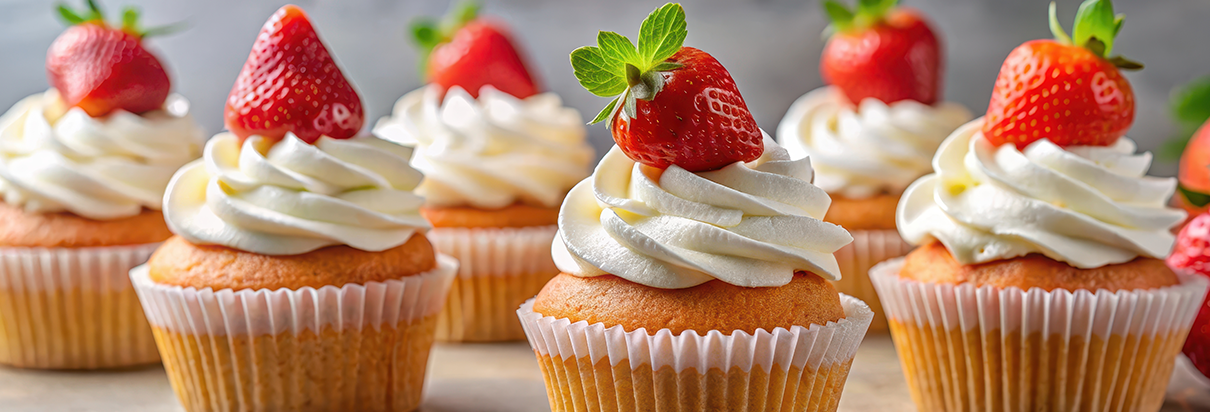 Saftige jordbær cupcakes med flødeskum 