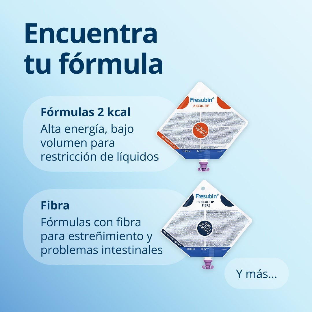 Encuentre su fórmula ideal con la gama Fresubin, que incluye fórmulas de 2 kcal para un alto aporte energético y opciones de bajo volumen para casos de ingesta limitada de líquidos, opciones de origen vegetal para pacientes con preferencias dietéticas específicas, opciones ricas en fibra para quienes padecen estreñimiento y problemas intestinales, y mucho más... 