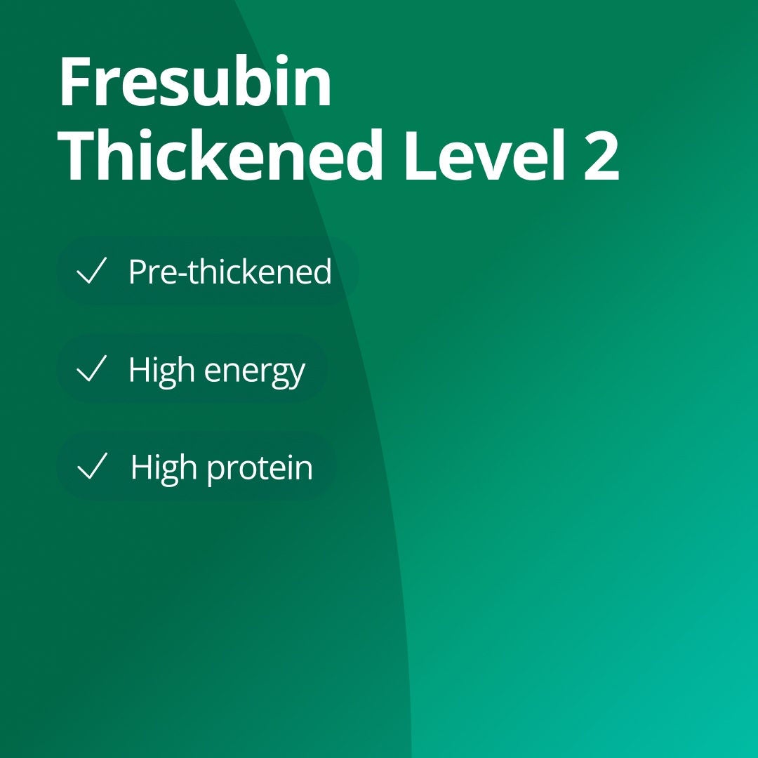 Fresubin Thickened Level 2 and Level 3 are pre-thickened, high energy, high protein drinks to support the nutritional needs of those with dysphagia. Thick&Easy and Thick&Easy Clear can be used to adjust the thickness of any drink to align with your prescirbed IDDSI level. 