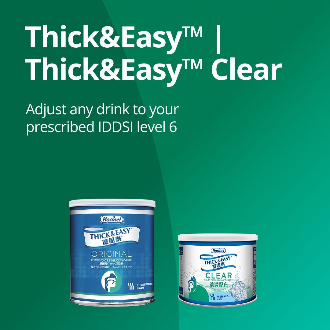 Fresubin Thickened Level 2 and Level 3 are pre-thickened, high energy, high protein drinks to support the nutritional needs of those with dysphagia. Thick&Easy and Thick&Easy Clear can be used to adjust the thickness of any drink to align with your prescirbed IDDSI level. 