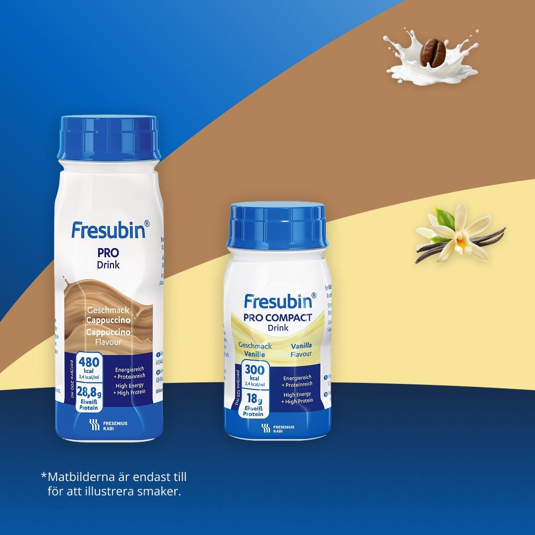 Fresubin Pro-sortimentet är utformat för att möta utmaningarna med näringsbrist hos äldre. Sortimentet omfattar Fresubin PRO Drink, Fresubin PRO FIBRE Drink, Fresubin PRO Compact Drink och Fresubin PRO Creme.  