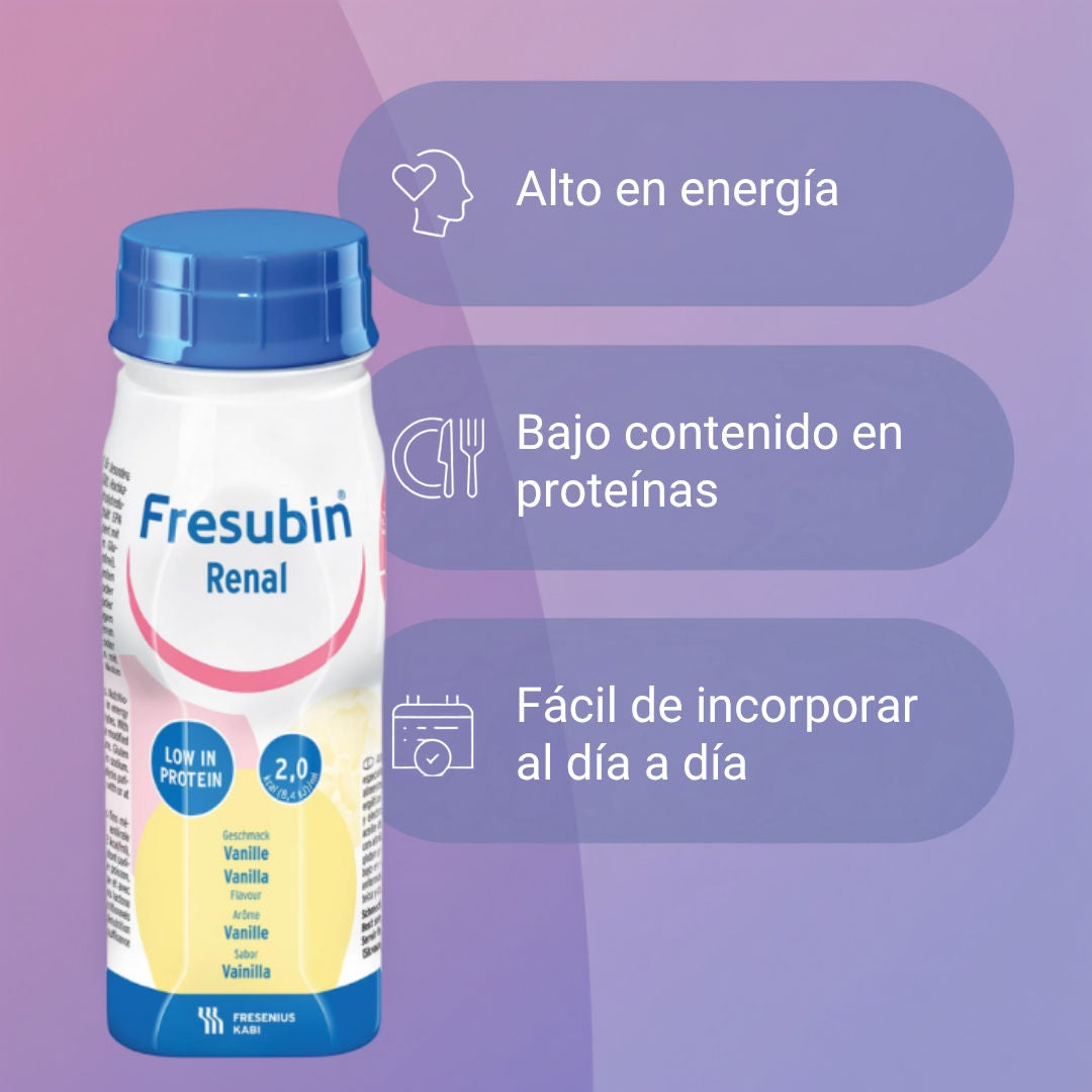 Renalive HP aporta un alto contenido energético en una botella compacta de 200 ml, lo cual resulta útil cuando se tiene poco apetito. La gama Renalive también está diseñada para satisfacer las necesidades nutricionales relacionadas con la diálisis, con un contenido reducido de sodio, potasio y fósforo, minerales clave que deben controlarse en casos de enfermedad renal crónica (ERC). Es fácil incorporar Renalive a la vida cotidiana, ya que no requiere preparación alguna gracias a su formato listo para beber, que se recomienda consumir frío. 