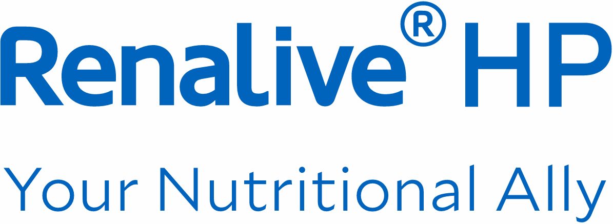 The image displays the text 'Renalive HP' prominently in bold blue letters, with the tagline 'Your Nutritional Ally' below it. The registered trademark symbol is clearly visible next to the product name.