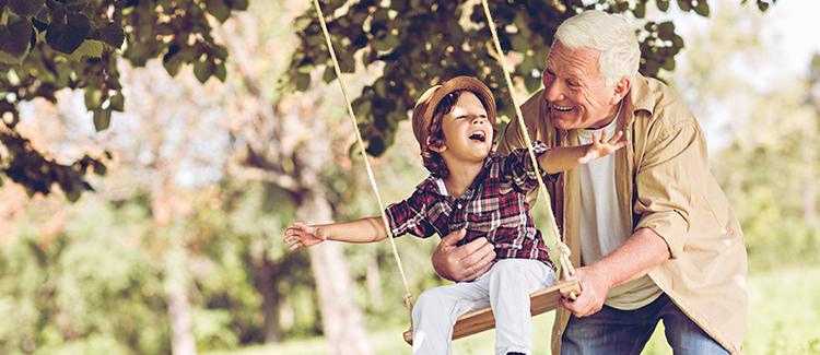 Grandpa playing with child