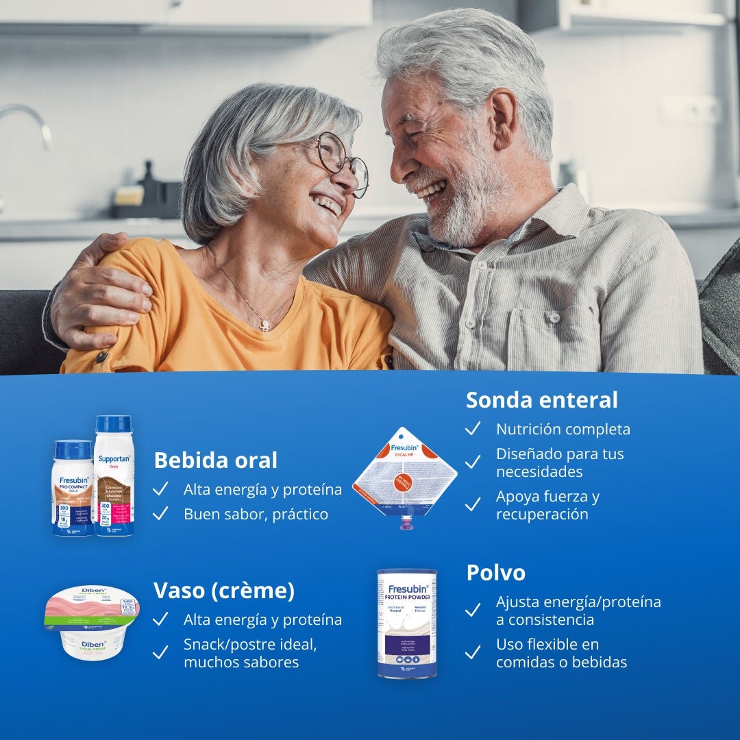 La gama Fresubin incluye bebidas de alta energía y alto contenido proteico para consumo directo, que son prácticas y tienen un sabor excelente; fórmulas de alimentación por sonda que ofrecen una nutrición completa para diversas necesidades clínicas; polvos que se pueden incorporar de manera flexible a alimentos o bebidas para ajustar el contenido de energía y proteínas a la consistencia que usted desee..; La disponibilidad puede variar según la región.