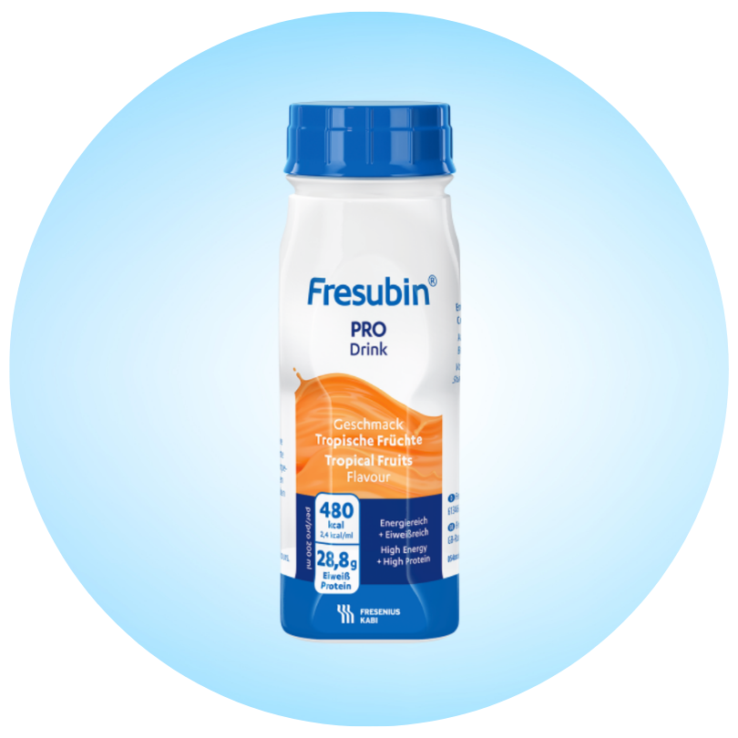 Der Fresubin PRO Drink von Fresubin, eine Trink- und Ergänzungsnahrung abgestimmt auf die Ernährungsbedürfnisse älterer Personen