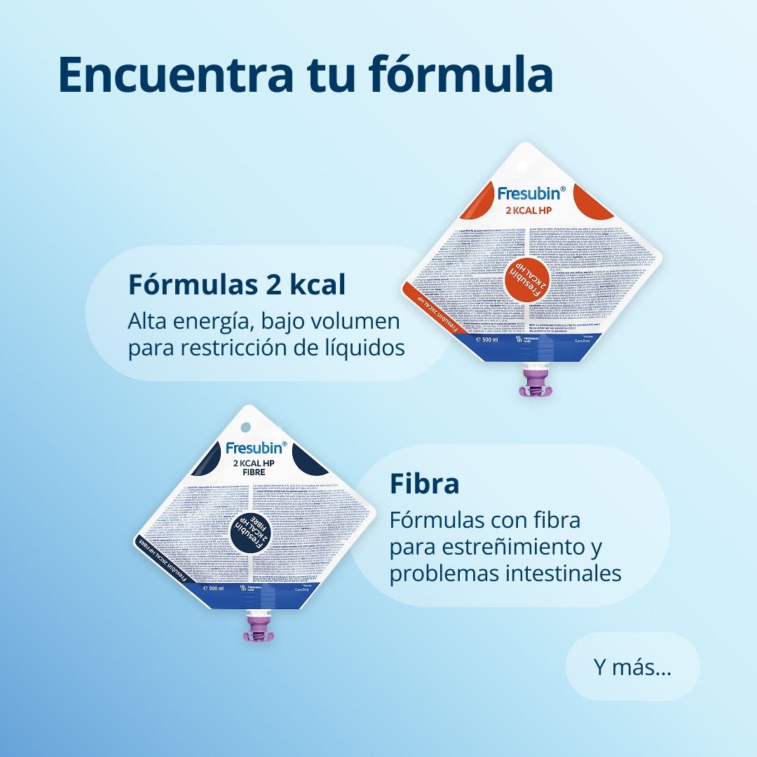 Encuentre su fórmula ideal con la gama Fresubin, que incluye fórmulas de 2 kcal para un alto aporte energético y opciones de bajo volumen para casos de ingesta limitada de líquidos, opciones de origen vegetal para pacientes con preferencias dietéticas específicas, opciones ricas en fibra para quienes padecen estreñimiento y problemas intestinales, y mucho más... 
