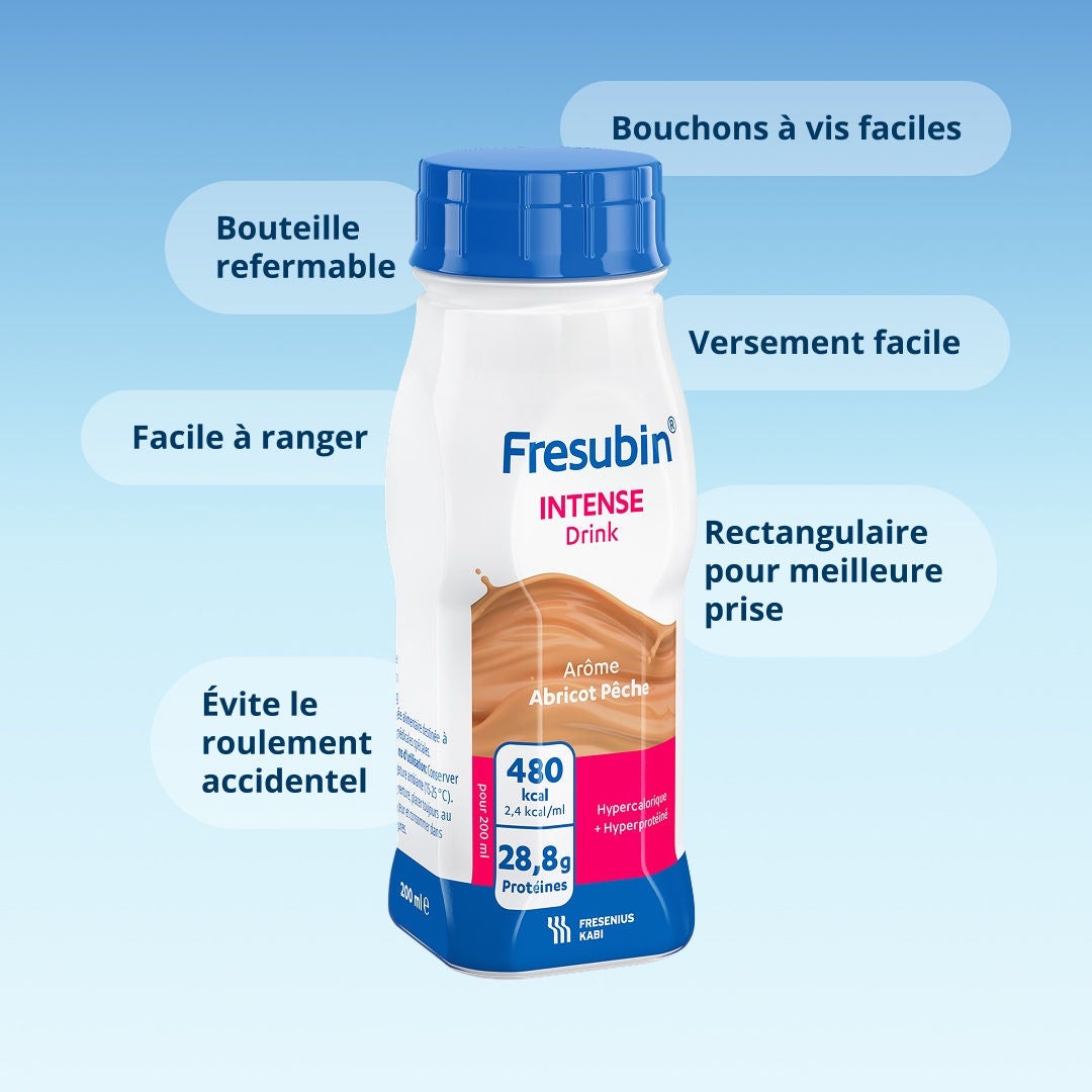 Une infographie présentant les fonctionnalités du modèle Fresubin EasyBottle. 
