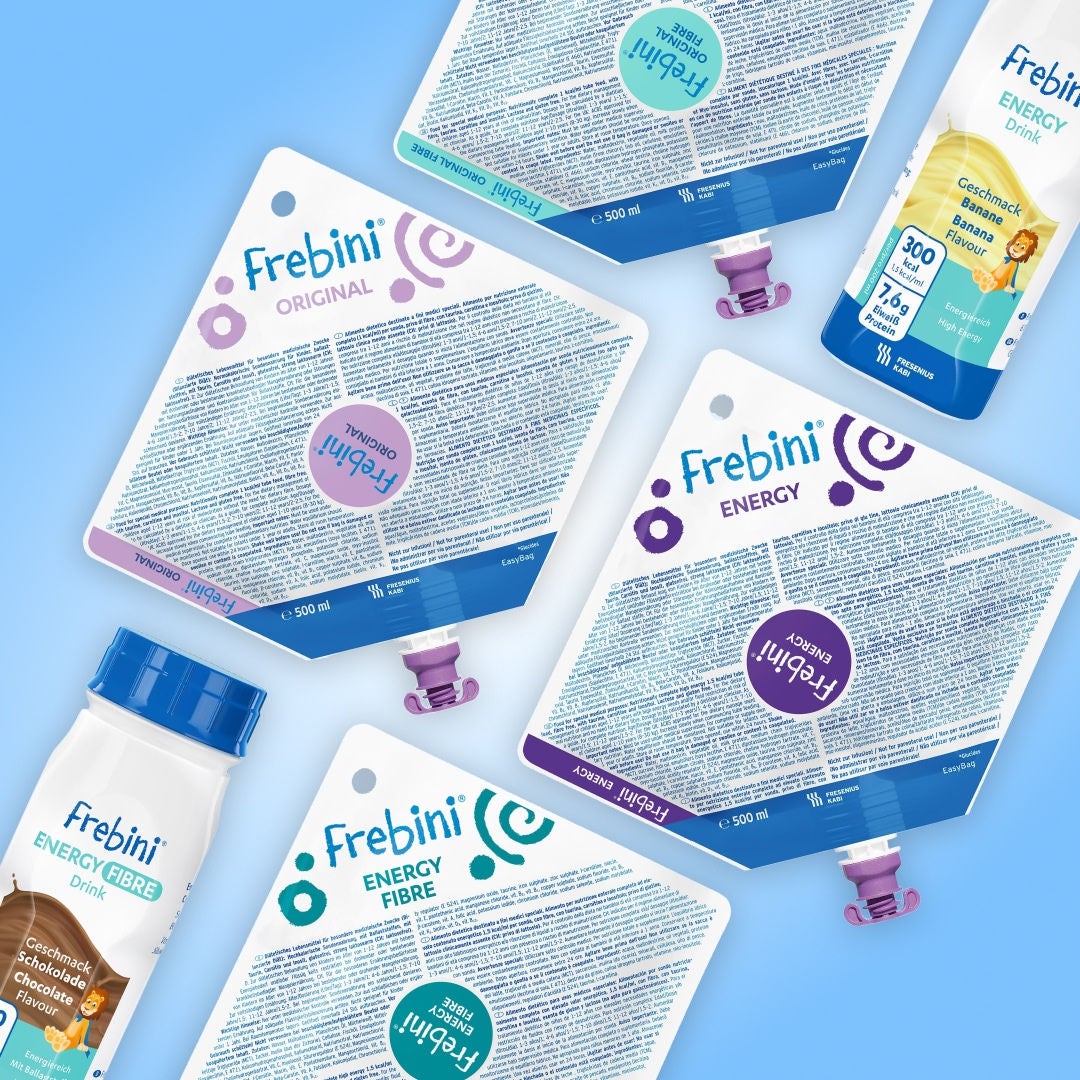 Fresubin’s Frebini tube feed range includes Frebini ORIGINAL, ORIGINAL FIBRE, ENERGY and ENERGY FIBRE, and the oral nutritional supplement range for kids includes ENERGY Drink and ENERGY FIBRE Drink in a range of flavours to adequately support children’s nutrition 
