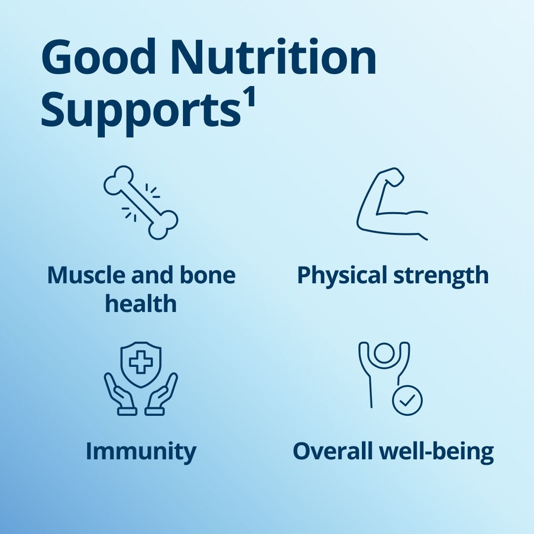 Fresubin helps to maintain good nutrition which supports muscle and bone health, physical strength, immunity and overall wellbeing. 