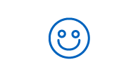 Blaues Piktogramm eines Smileys