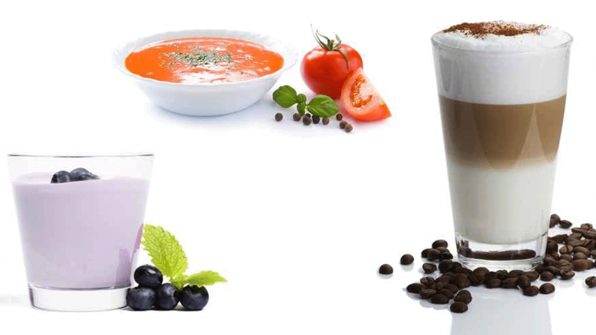 Fresubin Protein POWDER Speisen anreichern Tomaten Suppe Cappuccino Dessert