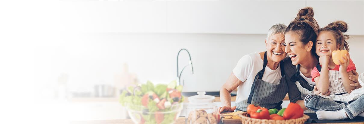 Family in kitchen