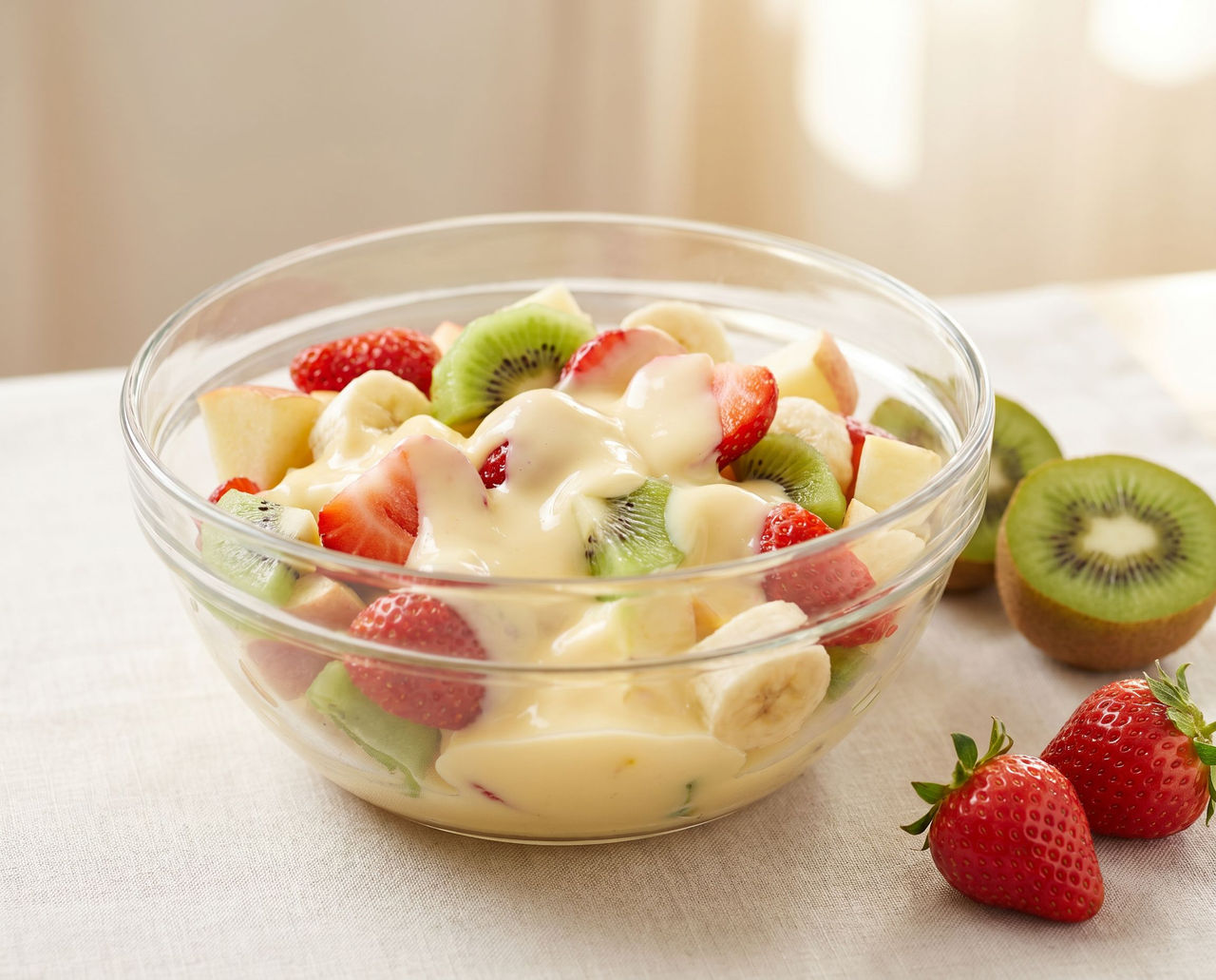 Fruit salad with custard