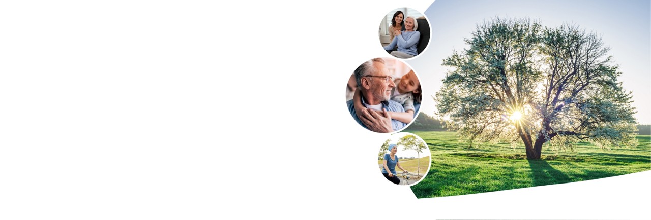 Healthy aging and family wellness — seniors and caregivers enjoying quality time outdoors, with a tree symbolizing growth and vitality in healthcare.