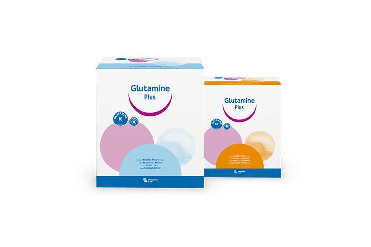 Verschiedene Sorten von Glutamine Plus - verlinkt zu Glutamine Plus (Produkte)