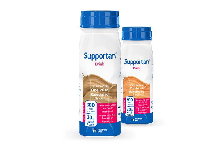 Verschiedene Sorten von Supportan Drink - verlinkt zu Supportan Drink (Produkte)