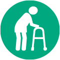 Elderly people living alone or in care