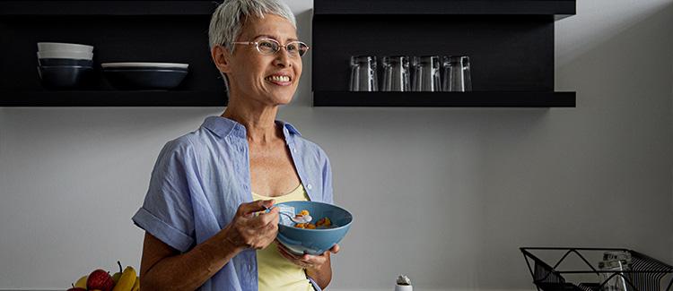 cancer patient having a snack 