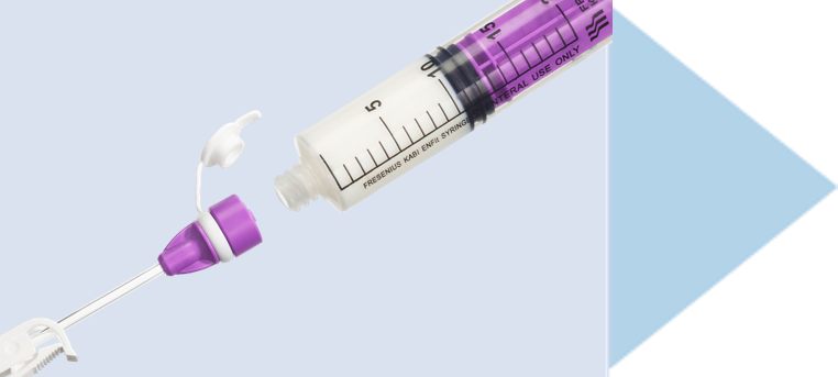 Connect filled syringe to extension set