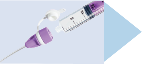 Connect syringe to extension set