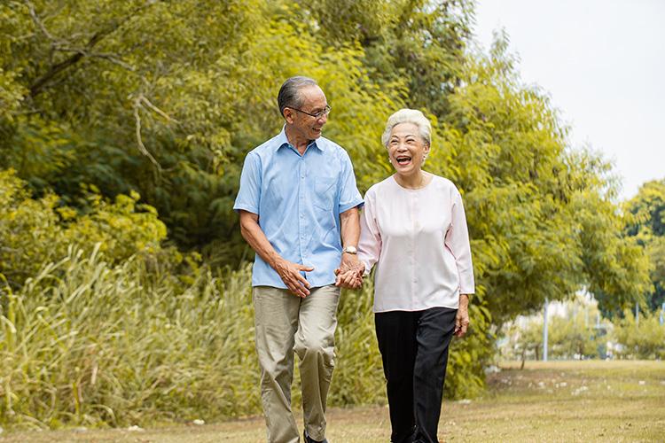 elderly Couple walking